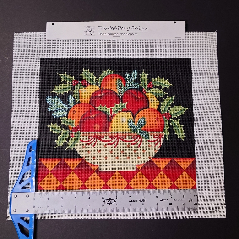 Fruit Bowl Hand painted Needlepoint Design - Picture 3 of 5